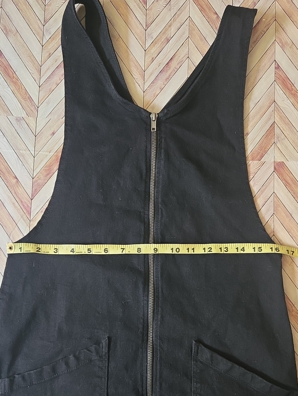 SO Black Denim Zip Front Jumper Dress Pinafore Overall Mini Dress Womens Small - Picture 8 of 13